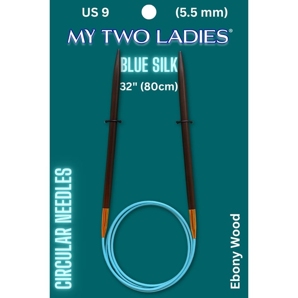 Blue Silk | 32" Circular Knitting Needles | Ebony | 9 Sizes - Prismatic Fiber Arts