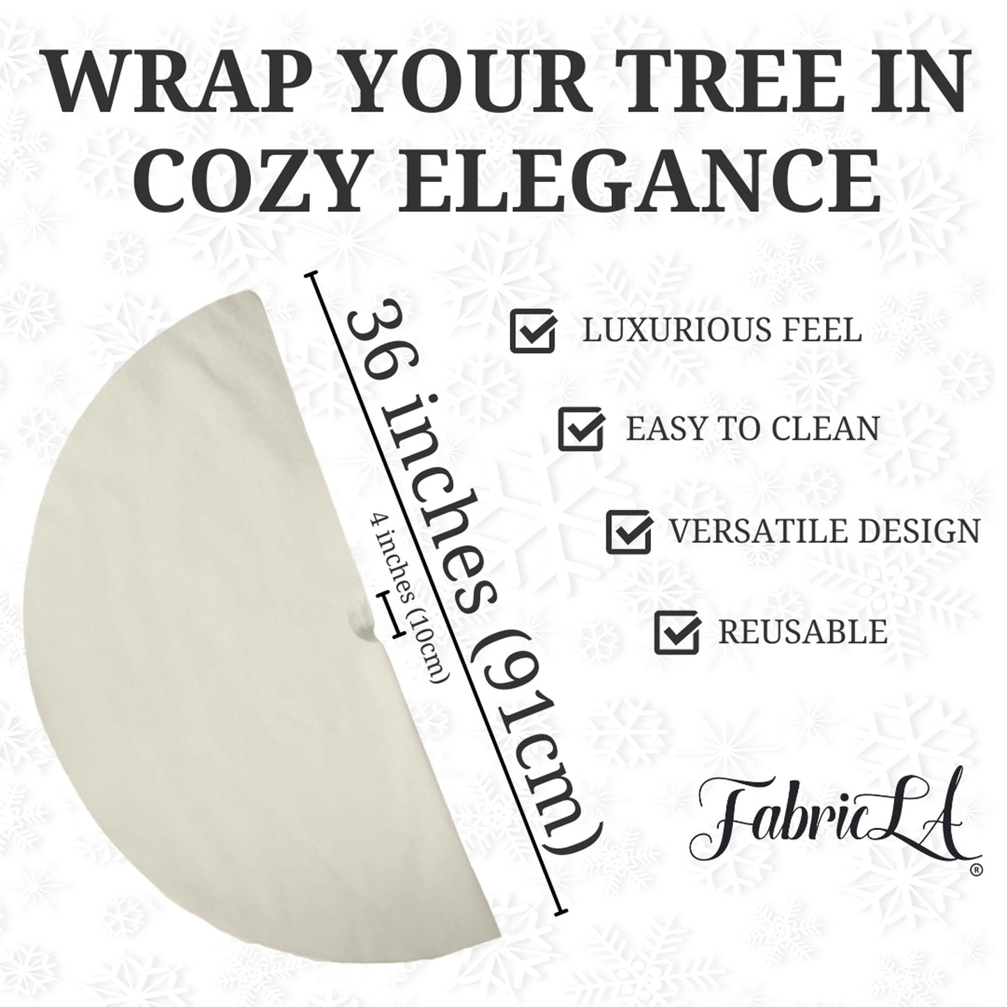 Premium Faux Fur Christmas Tree Skirt - 36 Inch | Luxurious Holiday Decorations - Prismatic Fiber Arts
