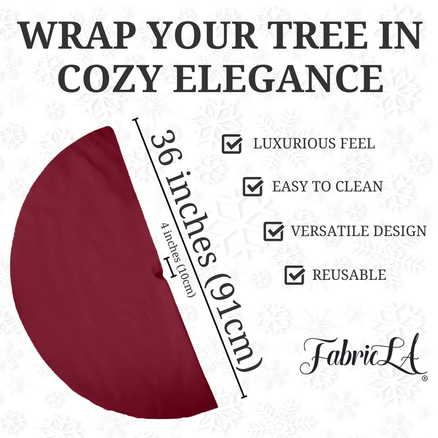 Premium Faux Fur Christmas Tree Skirt - 36 Inch | Luxurious Holiday Decorations - Prismatic Fiber Arts