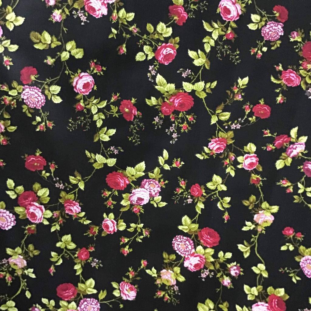 Rose Floral Print Poly Cotton Fabric - Prismatic Fiber Arts