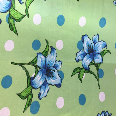 Lily Floral Polka Dot Print Poly Cotton Fabric - Prismatic Fiber Arts