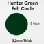 3.2mm Thick Premium Felt Circle – 5 Inch – (Pack of 5) – Multiple Colors - Prismatic Fiber Arts