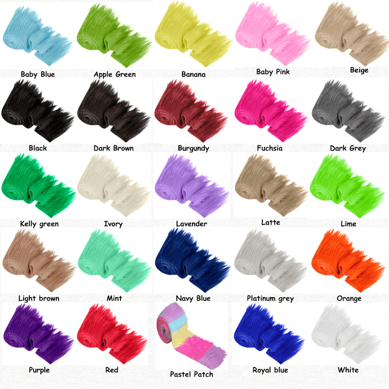 Faux Fur Fabric Trim - Precut 4"x60" Packs | Variety of Bundles for Crafting & DIY Costumes | 60-Inch Long Fur Trim | Craft Supply - Prismatic Fiber Arts