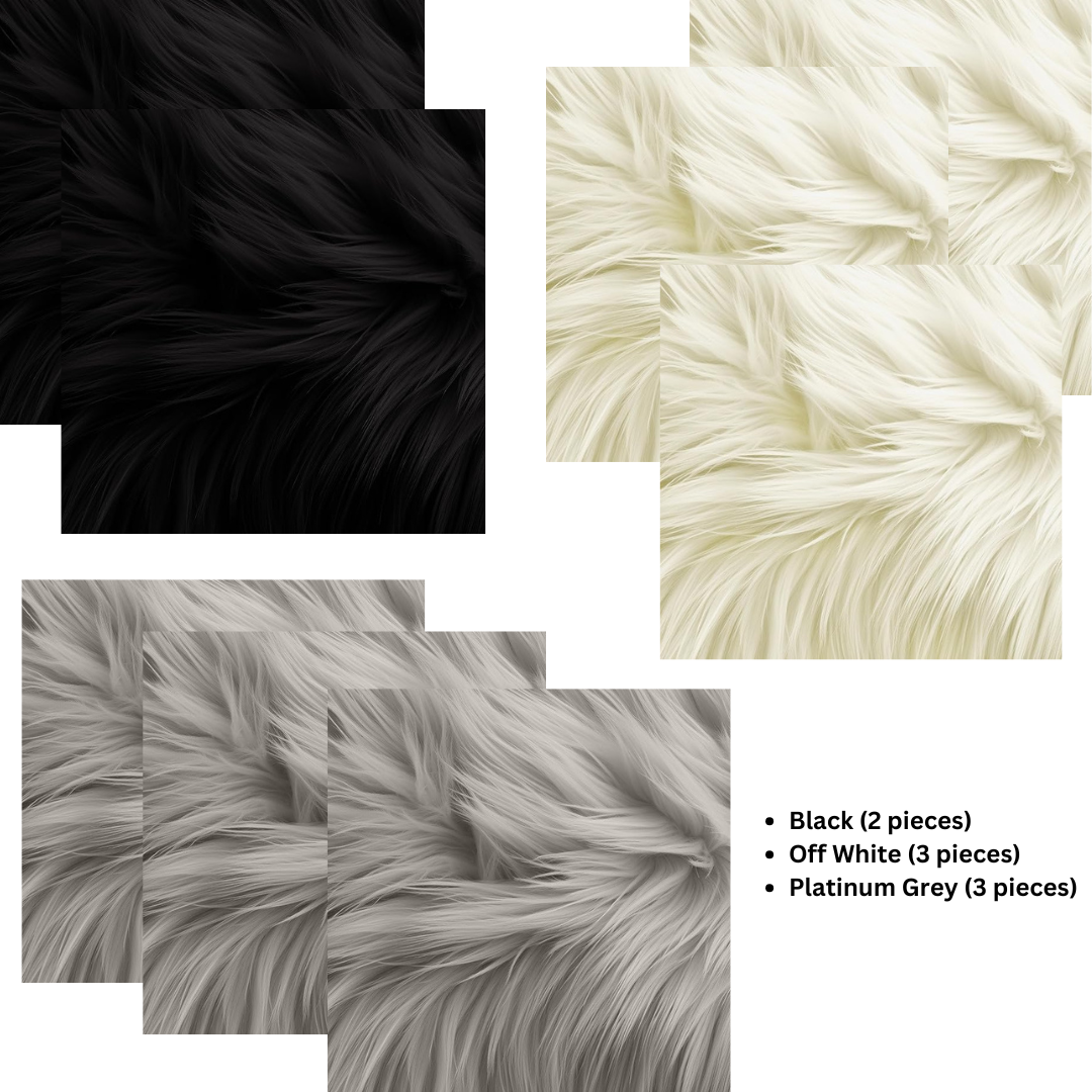FabricLA 10x10 Faux Fur Squares - 8-Pack DIY Shaggy Patches - Prismatic Fiber Arts