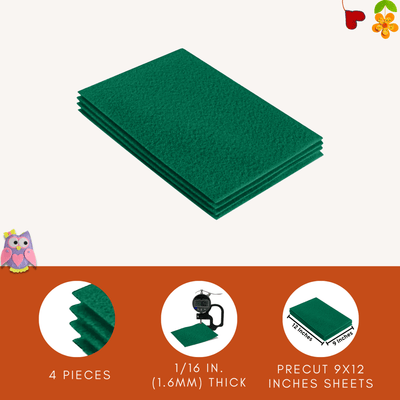FabricLA Acrylic Felt 9"X12" Sheet Packs | Kelly Green - Prismatic Fiber Arts