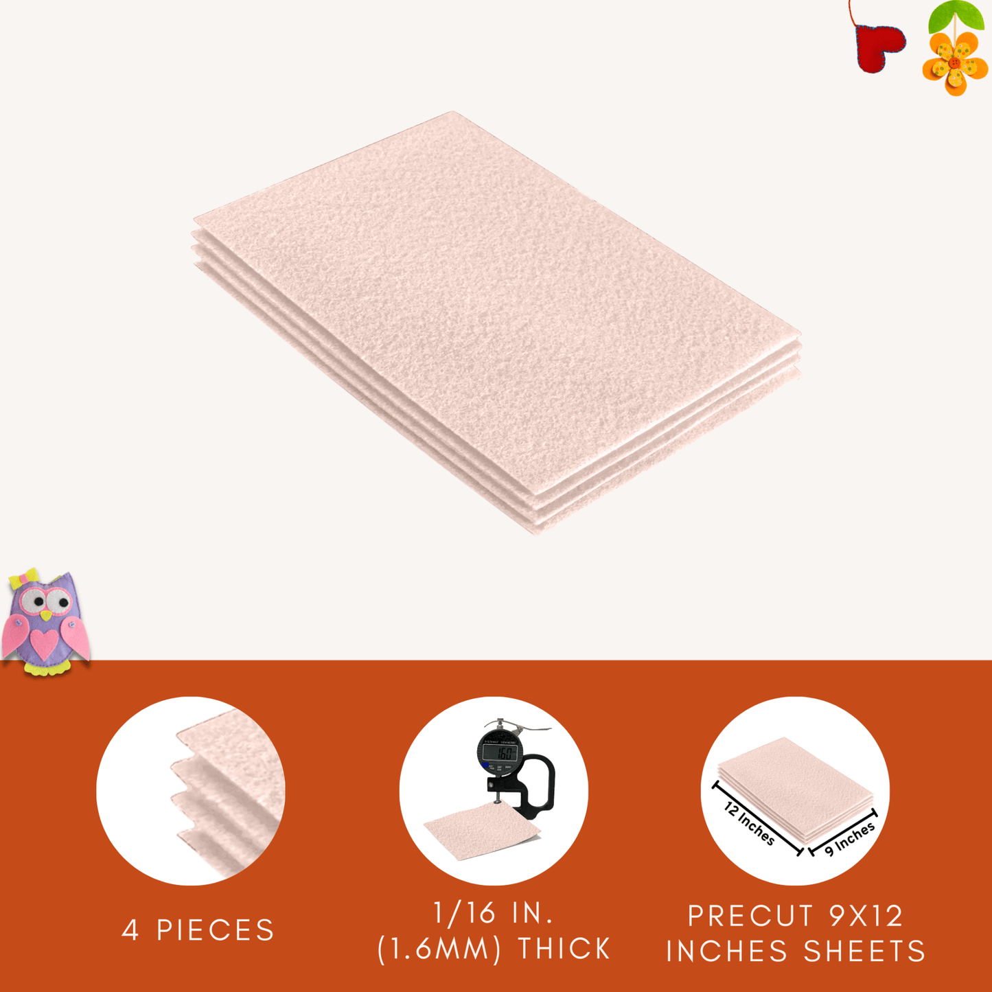 FabricLA Acrylic Felt 9"X12" Sheet Packs | Ivory - Prismatic Fiber Arts