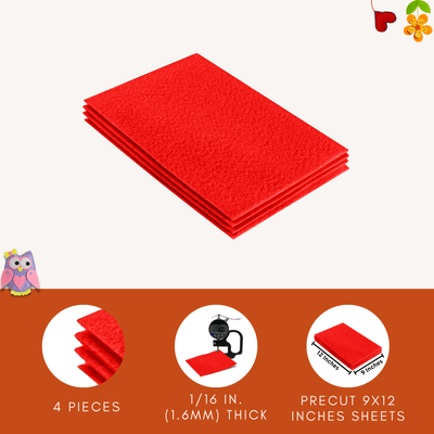 FabricLA Acrylic Felt 9"X12" Sheet Packs | Hot Orange - Prismatic Fiber Arts