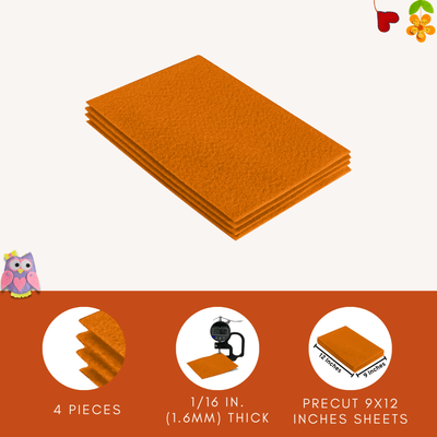 FabricLA Acrylic Felt 9"X12" Sheet Packs | Mango - Prismatic Fiber Arts