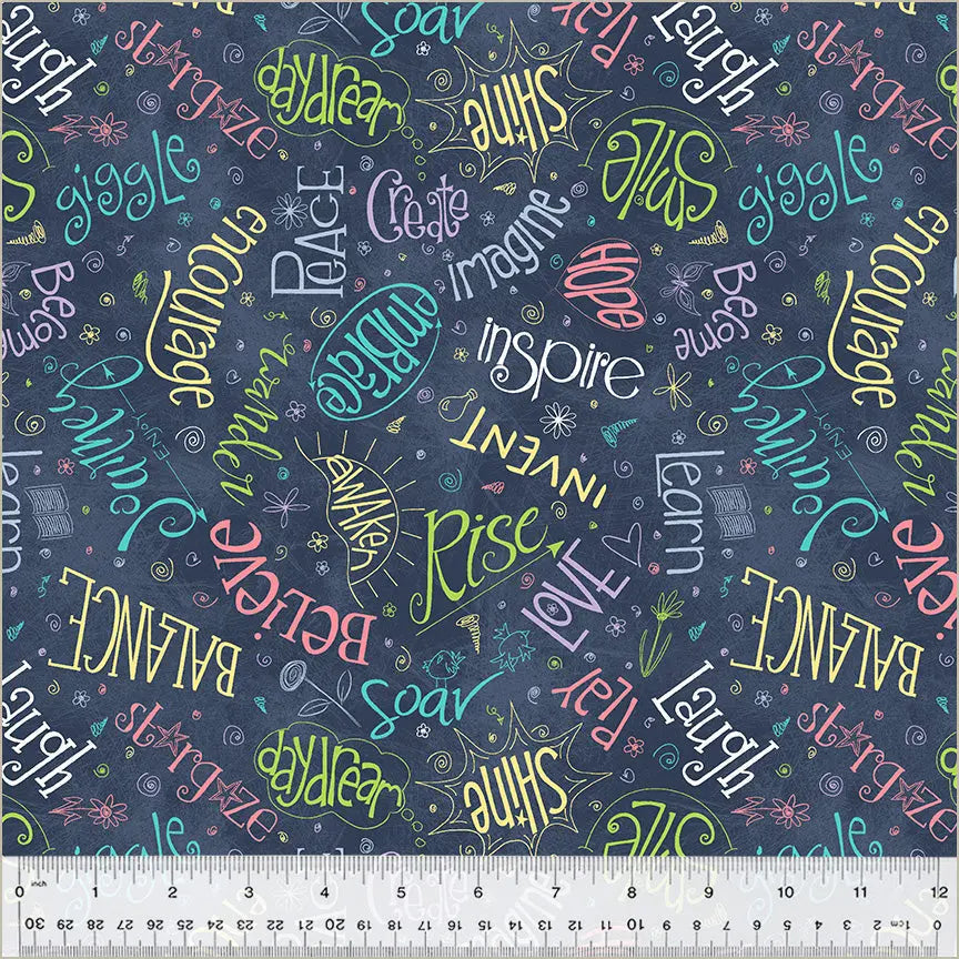 Blue Navy Noteworthy Aspirations 44"/45 Fabric Per Yard - Prismatic Fiber Arts