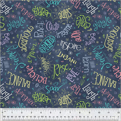 Blue Navy Noteworthy Aspirations 44"/45 Fabric Per Yard - Prismatic Fiber Arts