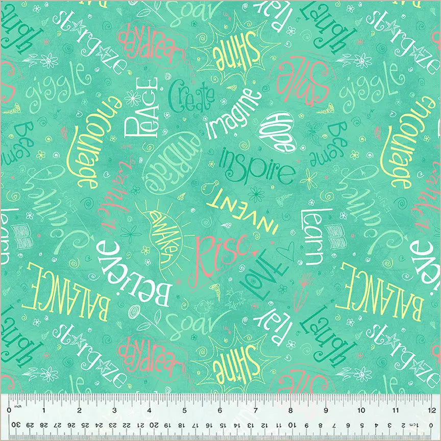 Green Turquoise Noteworthy Aspirations 44"/45 Fabric Per Yard - Prismatic Fiber Arts