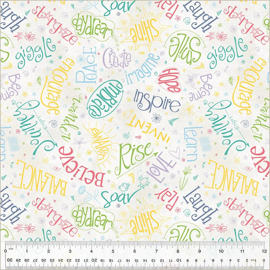 White Ivory Noteworthy Aspirations 44"/45 Fabric Per Yard - Prismatic Fiber Arts