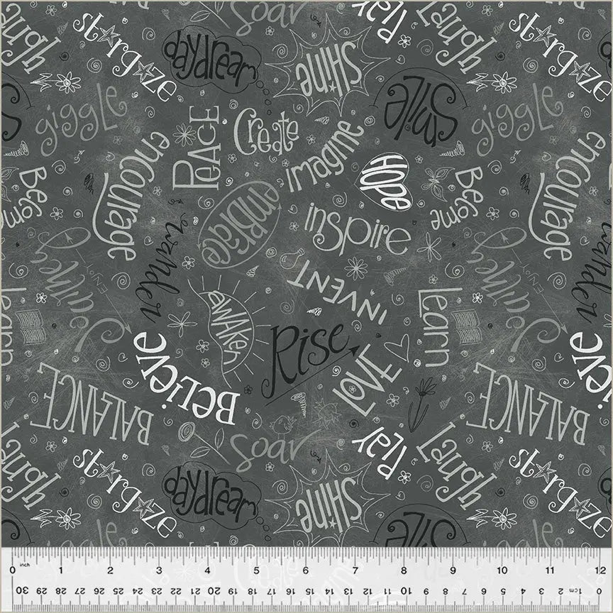 Grey Charcoal Noteworthy Aspirations 44"/45 Fabric Per Yard - Prismatic Fiber Arts