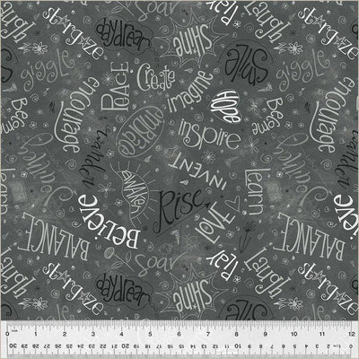 Grey Charcoal Noteworthy Aspirations 44"/45 Fabric Per Yard - Prismatic Fiber Arts
