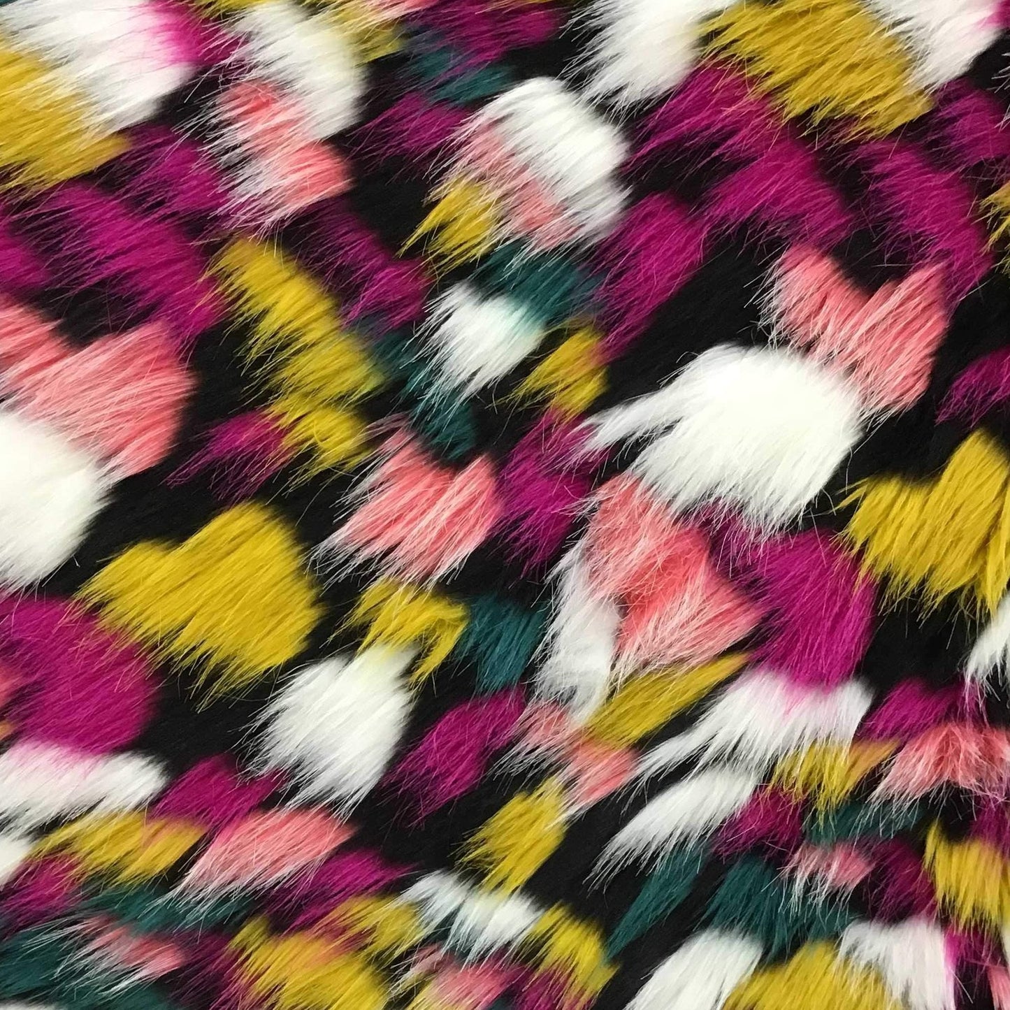 Puzzled Multicolor Faux Fur Fabric - Prismatic Fiber Arts