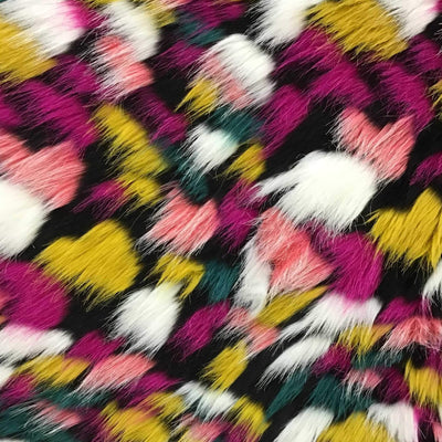 Puzzled Multicolor Faux Fur Fabric - Prismatic Fiber Arts