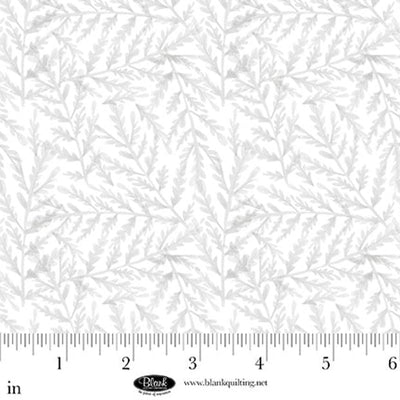 White Tiny Branches Petals & Pewter Cotton 44"/45" Fabric Per Yard - Prismatic Fiber Arts