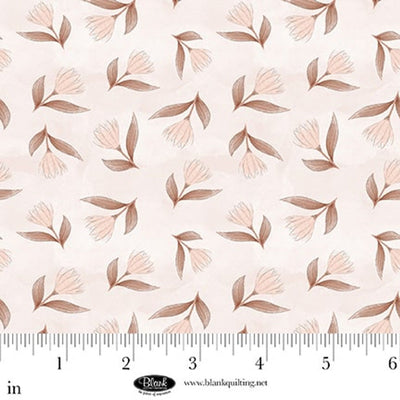 Dusty Rose Tossed Flowers Petals & Pewter Cotton 44"/45" Fabric Per Yard - Prismatic Fiber Arts