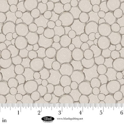 Med. Gray Tree Trunk Geo Petals & Pewter Cotton 44"/45" Fabric Per Yard - Prismatic Fiber Arts