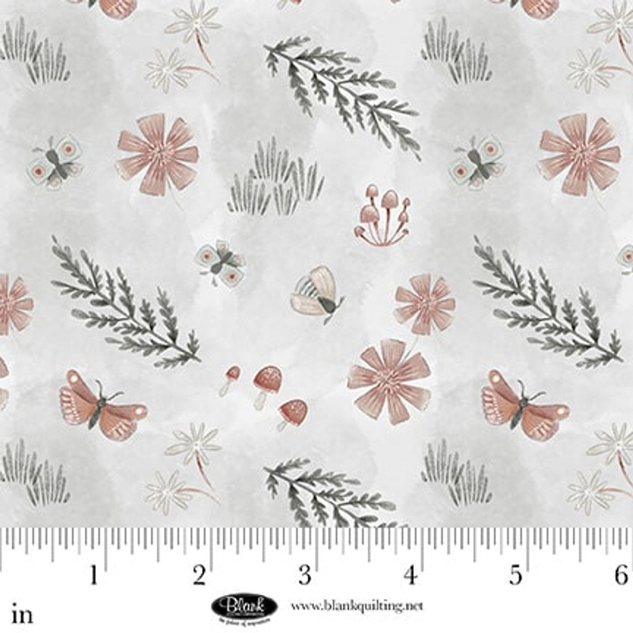 Mist Tossed Motifs Petals & Pewter Cotton 44"/45" Fabric Per Yard - Prismatic Fiber Arts