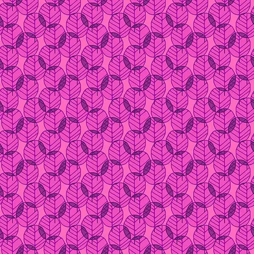 Pink On Pink Otter Romp Fan Leaves Cotton 44"/45" Fabric Per Yard - Prismatic Fiber Arts