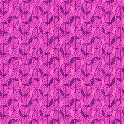Pink On Pink Otter Romp Fan Leaves Cotton 44"/45" Fabric Per Yard - Prismatic Fiber Arts