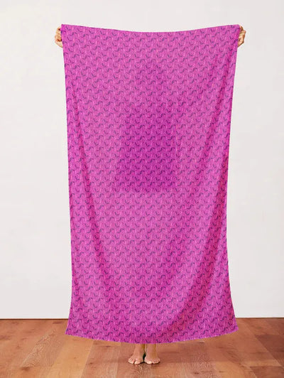 Pink On Pink Otter Romp Fan Leaves Cotton 44"/45" Fabric Per Yard - Prismatic Fiber Arts