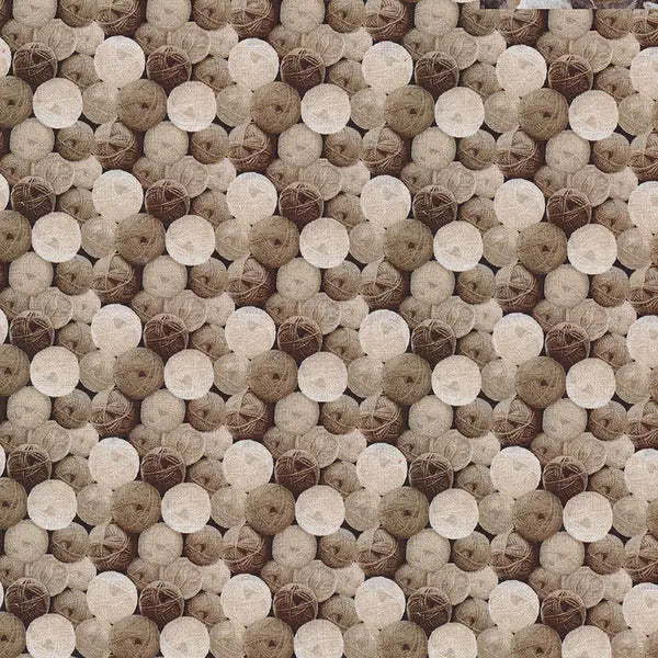 Brown Sepia My Pet Family Yarn Balls Cotton 44"/45" Fabric Per Yard - Prismatic Fiber Arts