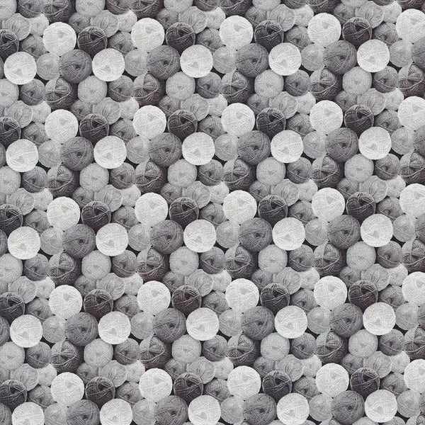 Grey My Pet Family Yarn Balls Cotton 44"/45" Fabric Per Yard - Prismatic Fiber Arts