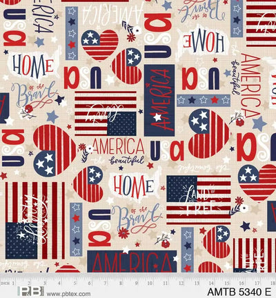 Brown Patriotic America The Beautiful 44"/45" Fabric Per Yard - Prismatic Fiber Arts