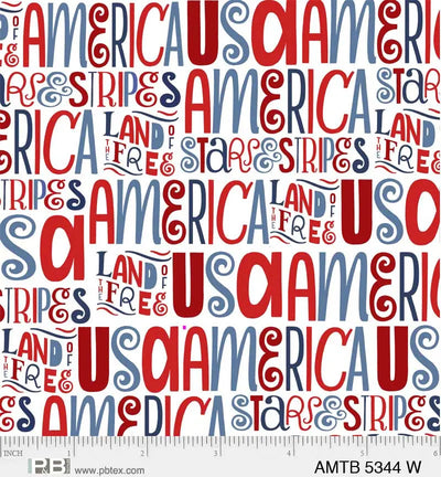 White Text America The Beautiful 44"/45" Fabric Per Yard - Prismatic Fiber Arts