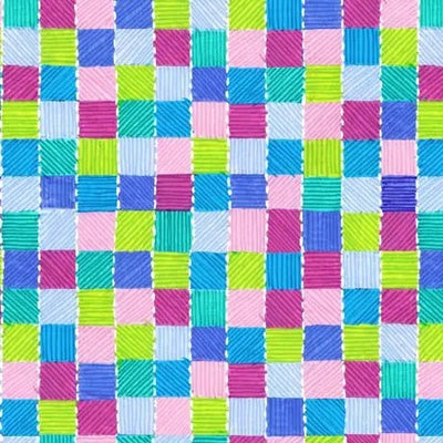 Multi Color Geo Squares 44"/45" Fabric Per Yard - Prismatic Fiber Arts
