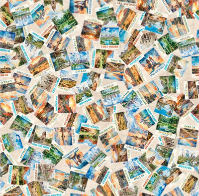 ATXSH Cream Blush Postcards From Texas Cotton 44"/45" Fabric Per Yard - Prismatic Fiber Arts