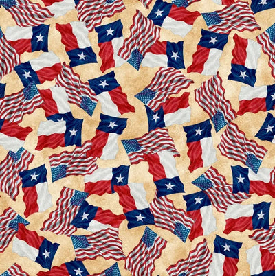 ATXSH Brown Flag Of Texas Cotton 44"/45" Fabric Per Yard - Prismatic Fiber Arts