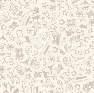 ATXSH Cream Texas Icons Tonal Blender Cotton 44"/45" Fabric Per Yard - Prismatic Fiber Arts