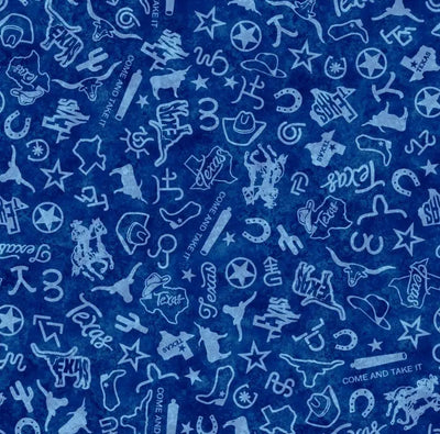 ATXSH Blue Texas Icons Tonal Blender Cotton 44"/45" Fabric Per Yard - Prismatic Fiber Arts