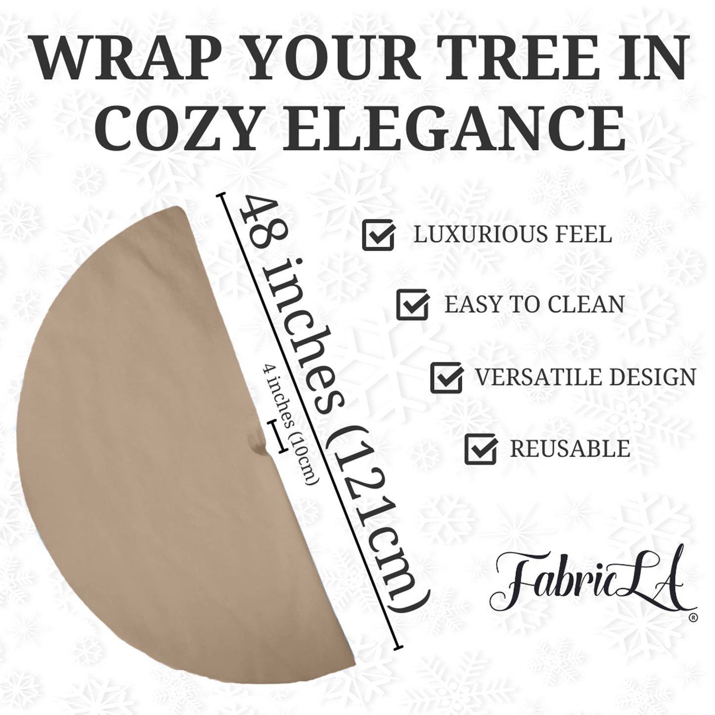 Premium Faux Fur Christmas Tree Skirt - 48 Inch | Luxurious Holiday Decorations - Prismatic Fiber Arts