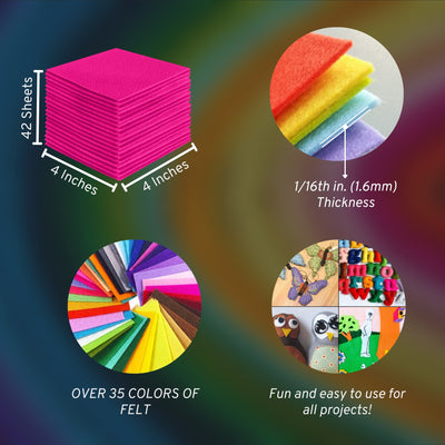 FabricLA Acrylic Felt Craft Sheet Packs – Neon Pink | Soft 100% Acrylic Felt Sheets for DIY & Crafts - Prismatic Fiber Arts
