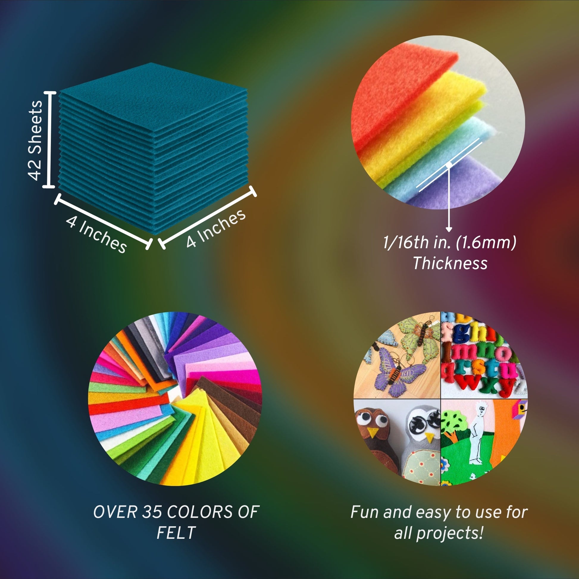 FabricLA Acrylic Felt Craft Sheet Packs – Turquoise | Soft 100% Acrylic Felt Sheets for DIY & Sewing - Prismatic Fiber Arts