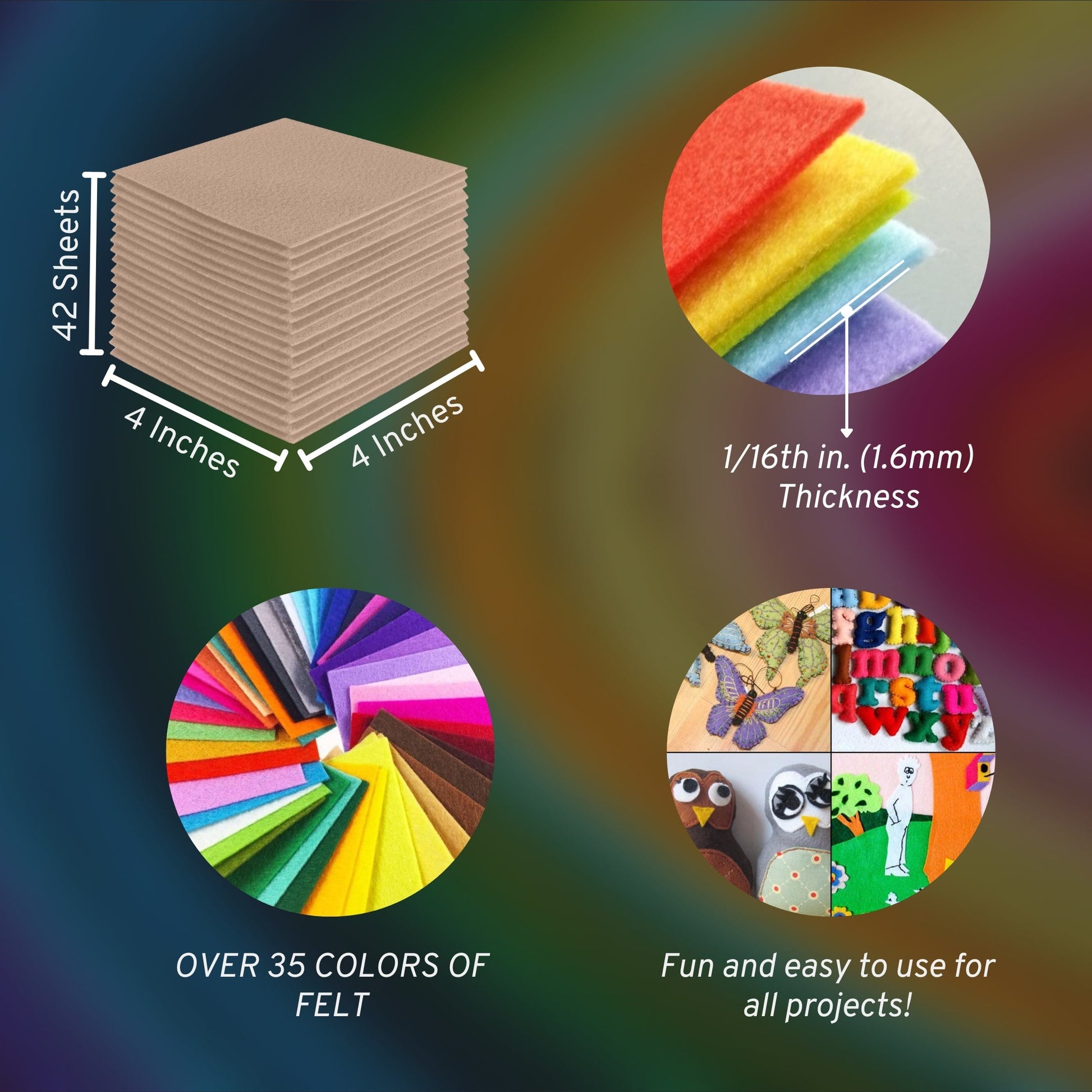 FabricLA Acrylic Felt Craft Sheet Packs – Sandy | Soft 100% Acrylic Felt Sheets for DIY & Crafts - Prismatic Fiber Arts