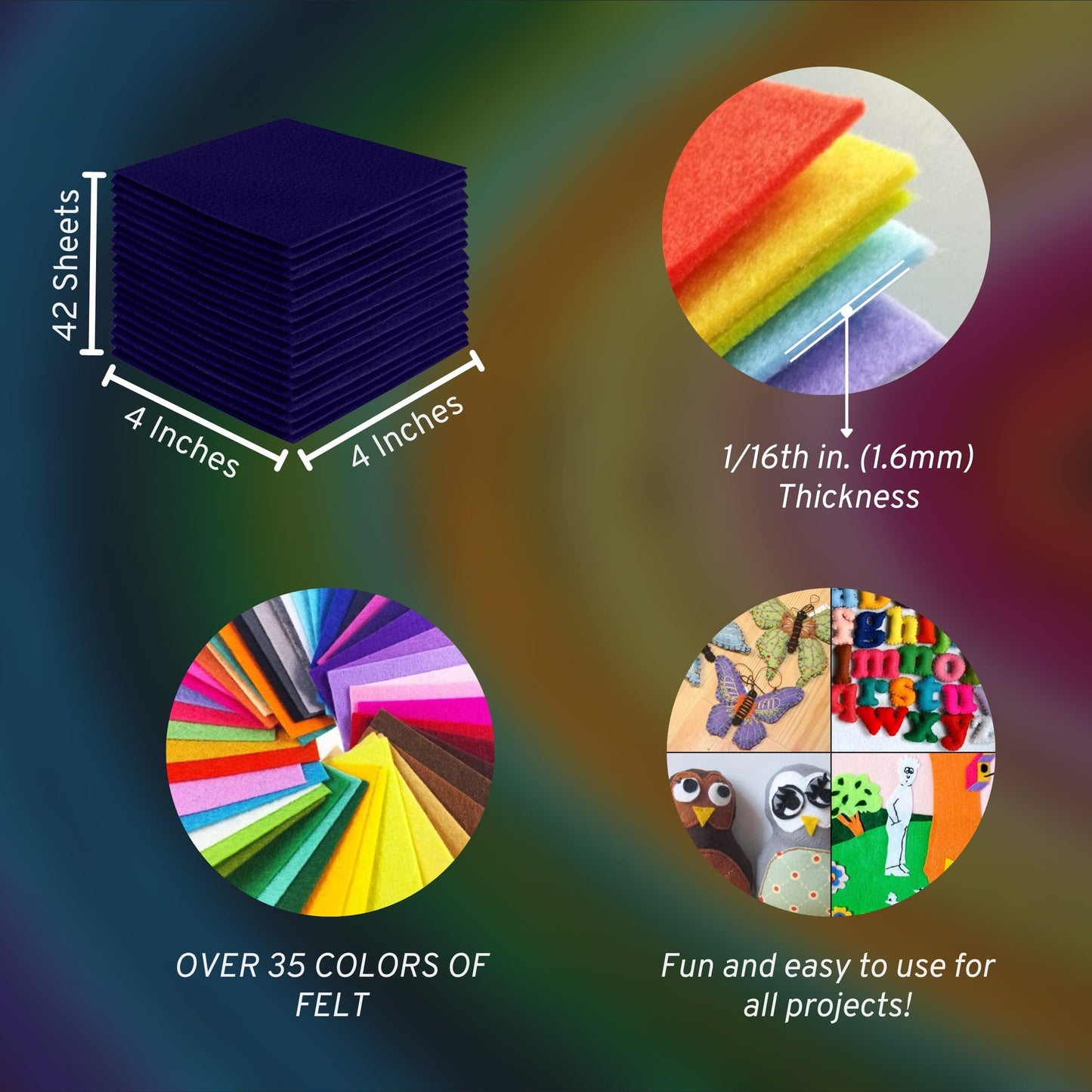 FabricLA Acrylic Felt Craft Sheet Packs – Navy Blue | Soft 100% Acrylic Felt Sheets for DIY & Sewing - Prismatic Fiber Arts