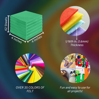 FabricLA Acrylic Felt Craft Sheet Packs – Mint | Soft 100% Acrylic Felt Sheets for DIY & Crafts - Prismatic Fiber Arts