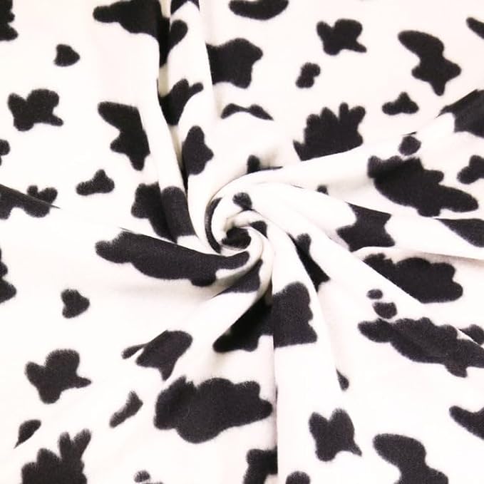 Anti-Pill Polar Fleece Fabric by the Yard – Cow Print (Black & White, 60", 280 GSM) - Prismatic Fiber Arts