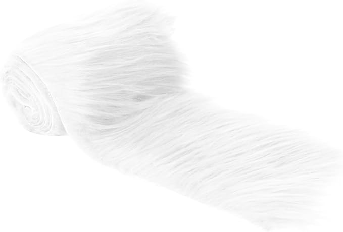 FabricLA Mohair Shaggy Faux Fur Fabric - Pre Cut Strips | Trim Ribbon | DIY Craft, Hobby, Costume, Decoration - White - Prismatic Fiber Arts