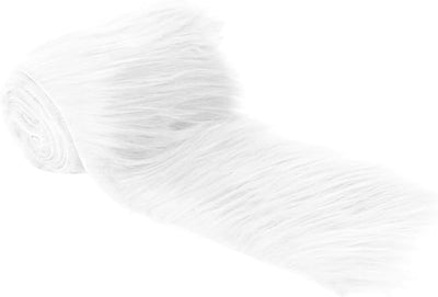 FabricLA Mohair Shaggy Faux Fur Fabric - Pre Cut Strips | Trim Ribbon | DIY Craft, Hobby, Costume, Decoration - White - Prismatic Fiber Arts
