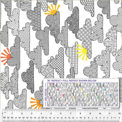 White Head In The Clouds Wideback Cotton Fabric Per Yard - Prismatic Fiber Arts