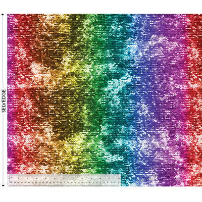 Multi Rainbow Sequins Wideback Cotton Fabric - Prismatic Fiber Arts