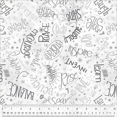 White Noteworthy Aspirations Wideback Cotton Fabric per yard - Prismatic Fiber Arts