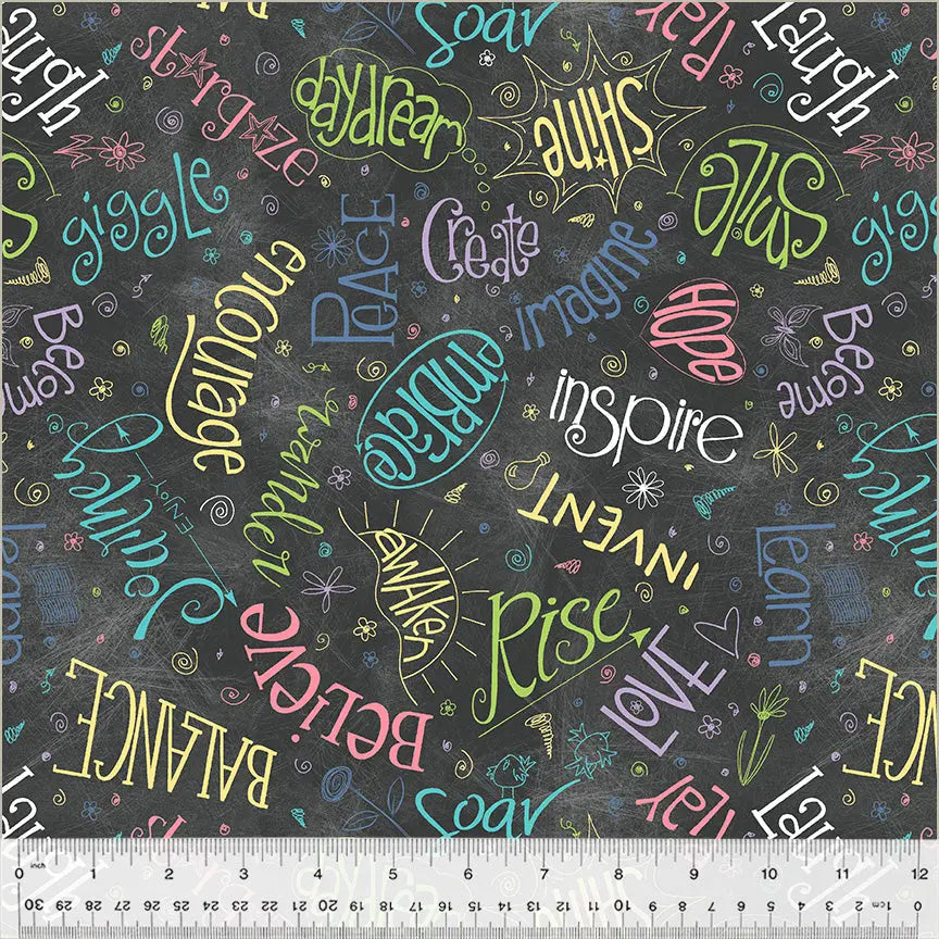 Grey Noteworthy Aspirations Wideback Cotton Fabric Per Yard - Prismatic Fiber Arts