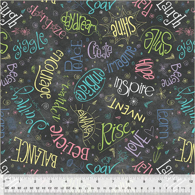Grey Noteworthy Aspirations Wideback Cotton Fabric Per Yard - Prismatic Fiber Arts